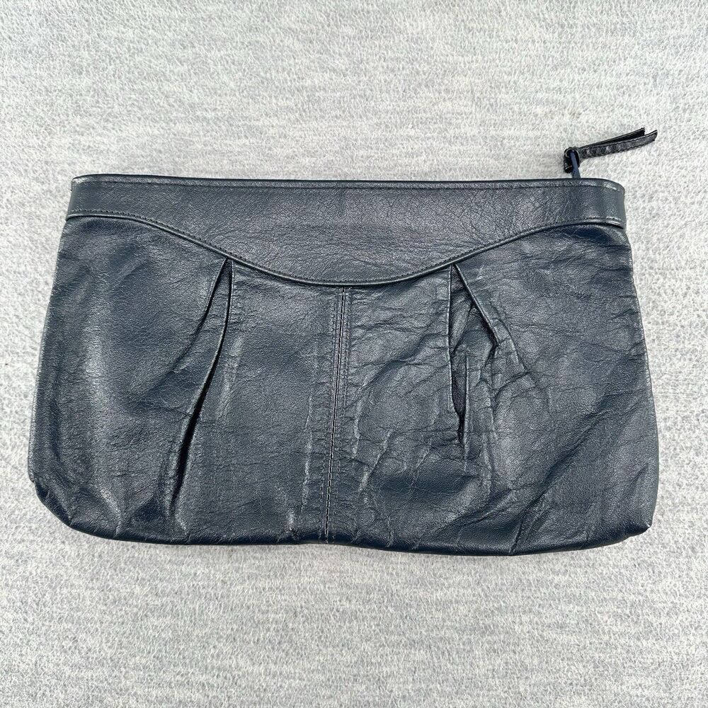 ANTONIA DESIGNS - Vintage Leather Navy Blue Clutch Evening Bag   PU2